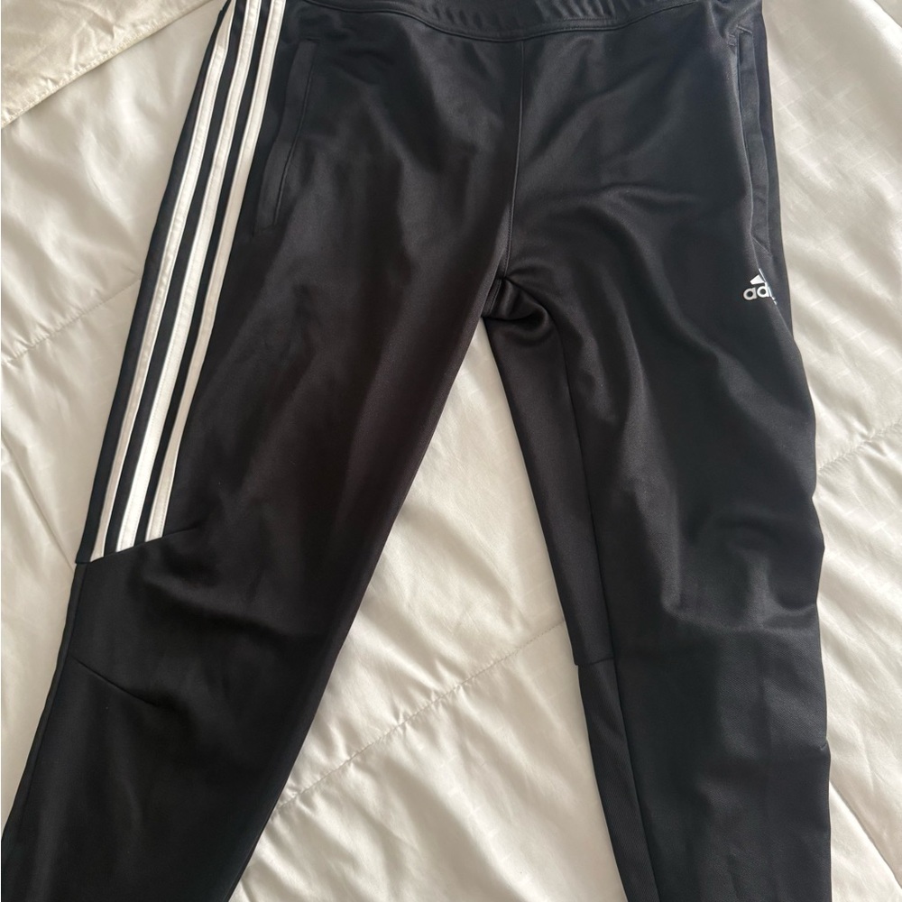 Adidas Black and White Joggers with Iconic Stripes
